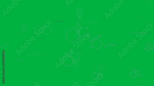 Oval column appearing, sliding and marking molecules, revealing network on transparent chemical HUD