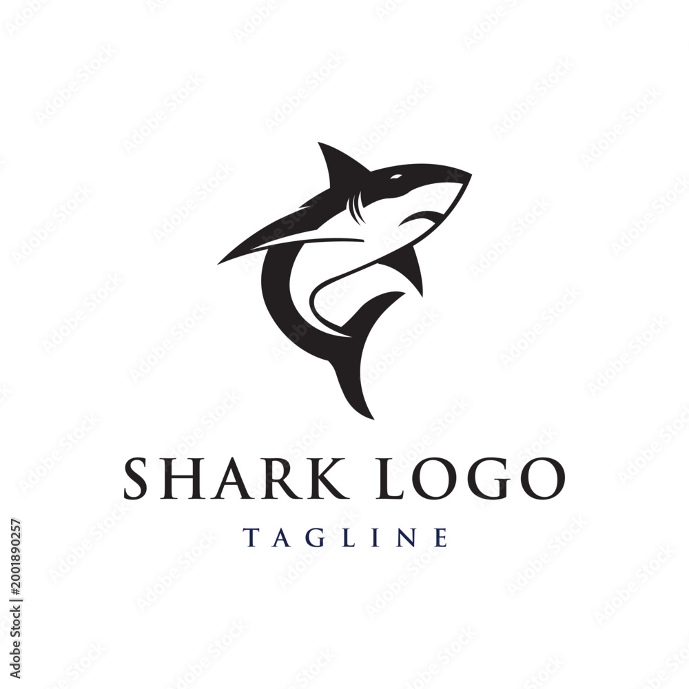 Obraz premium Unique and creative shark template logo vector design.