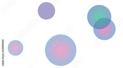 Abstract blend of soft pastel colored circles with glowing light effects isolated on transparent background