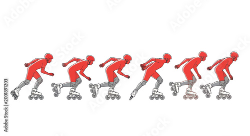 Inline skating speed racing sequence