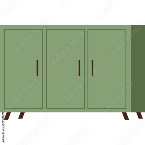 Modern Green Three Door Wardrobe