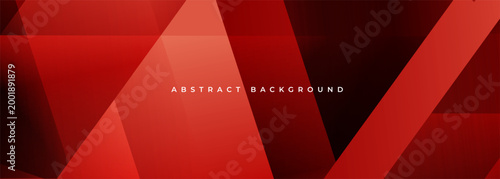 Red modern abstract wide banner with geometric shapes. Dark red abstract background with triangles. Vector illustration suit for corporate presentation, cover, flier and poster.