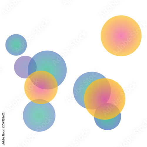 Abstract colorful gradient circles overlapping in a playful and vibrant composition isolated on transparent background