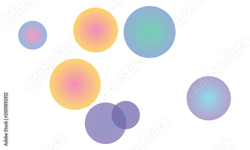 Abstract colorful gradient circles overlapping on a plain white background for graphic design