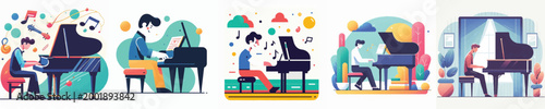 Canvas Print Vector of a person playing piano