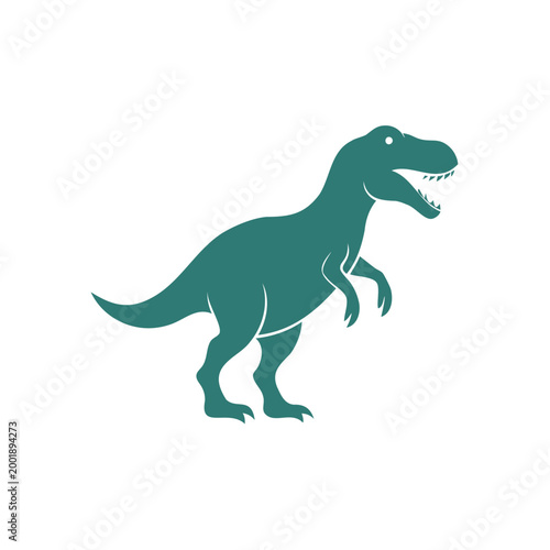 Green dinosaur standing on two legs roaring