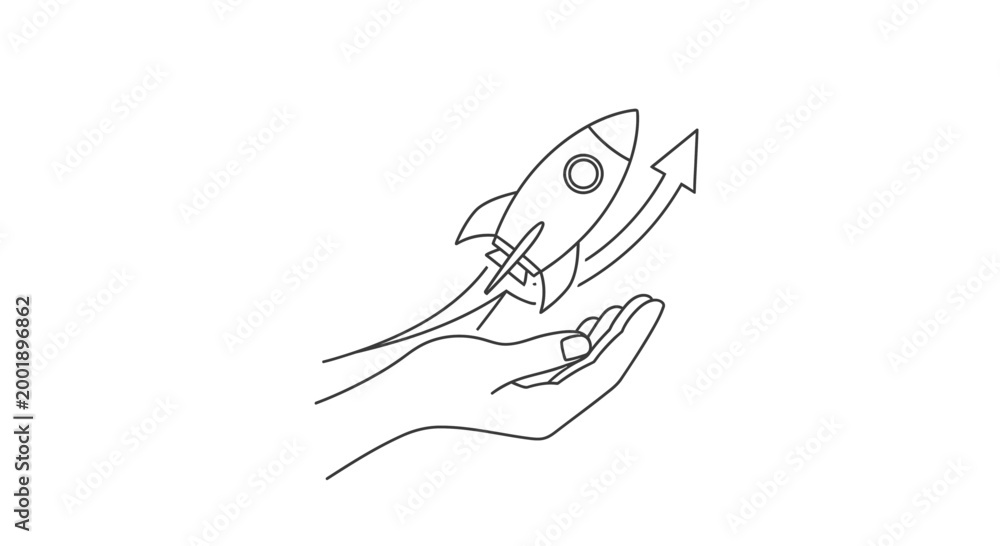 Fototapeta premium Launching New Ideas: Rocket Taking Off From Hand