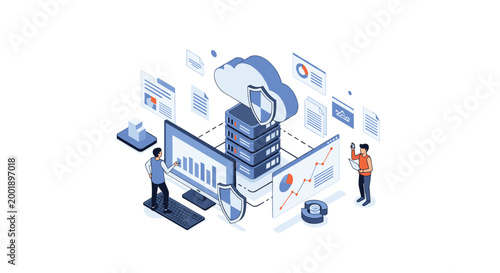 Cloud data security and server management system protects information through a network of connected digital devices.