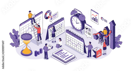 Busy office environment where a team of professionals is working on tasks and managing project deadlines effectively.