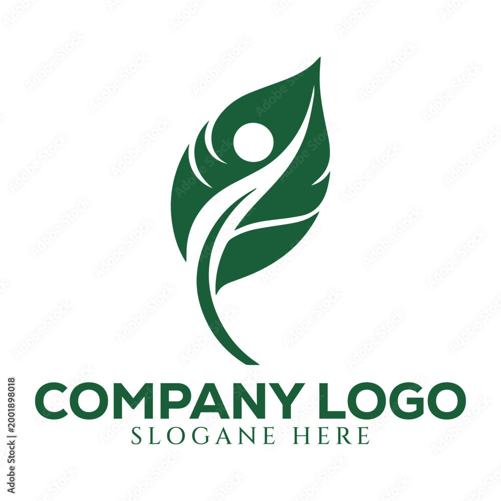 Fototapeta premium Green Leaf Logo Representing Sustainability and Eco-Friendly Concept