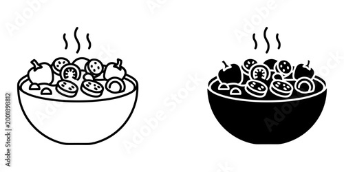 Mexican food soup line and glyph icon, food and drink, burrito bowl sign, vector graphics, a linear pattern on a white background, eps 10.