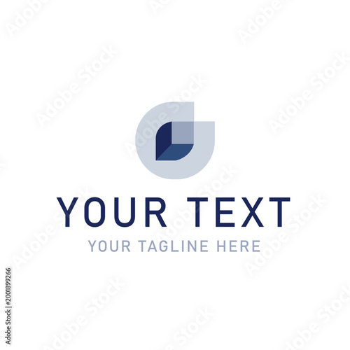 Modern business logo template, customizable text, blue abstract icon, corporate branding
