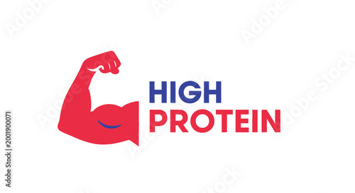 muscular arm silhouette with high protein text