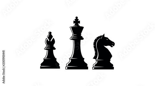 Quadro su tela Black chess pieces king bishop and knight