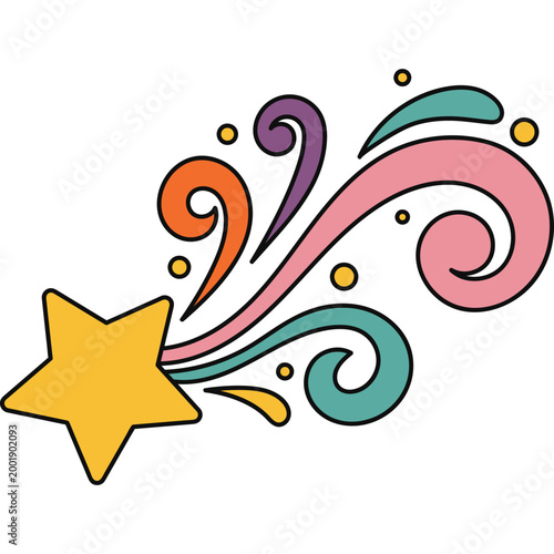 Colorful Shooting Star Doodle Icon