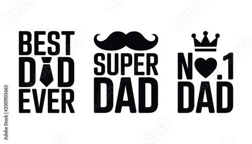 Foto Fathers day typography best dad ever super dad no 1 dad celebrating fatherhood