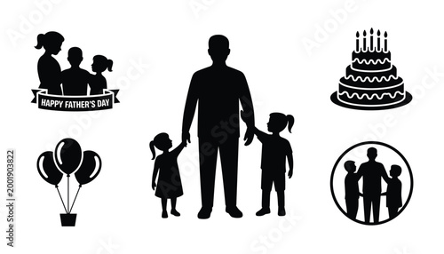 Happy fathers day family silhouette collection for celebrations and gift ideas