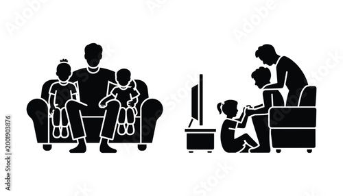 Happy fathers day family time bonding with dad in the living room