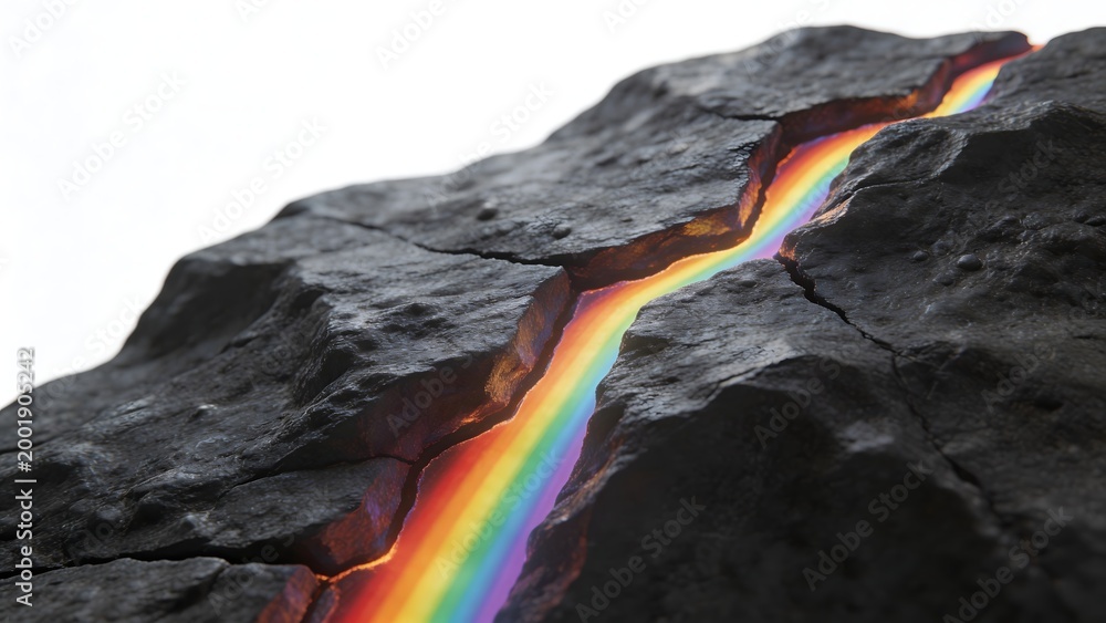 Obraz premium Rainbow light in rock crack