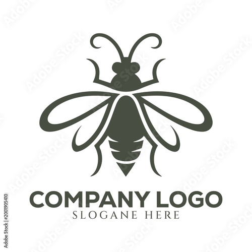 Beekeeping Company Logo with Stylized Bee and Honeycomb in Warm Colors