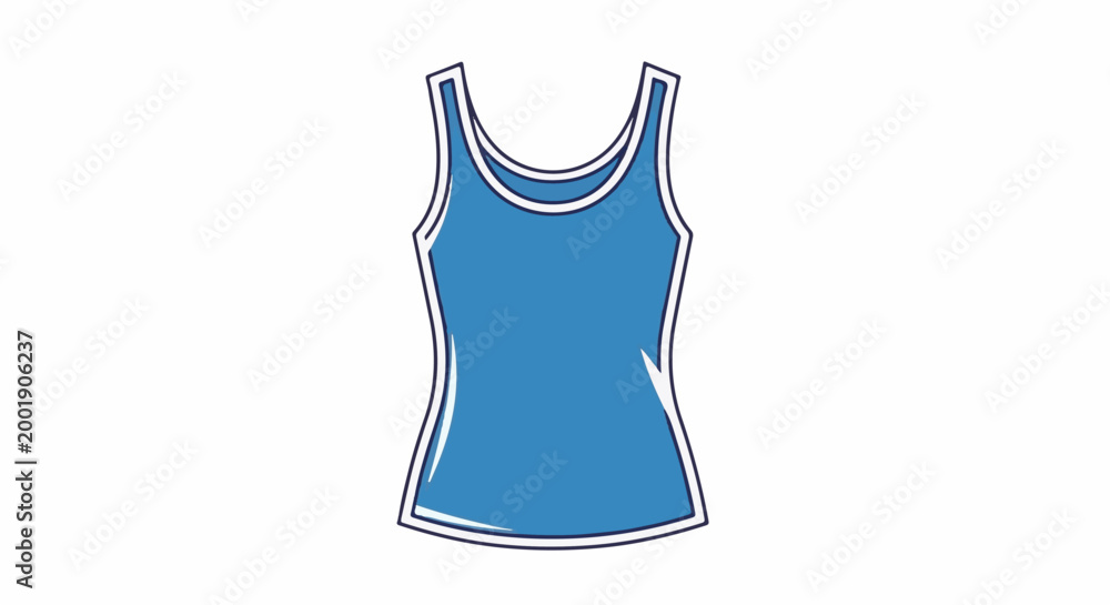 Fototapeta premium Simple blue tank top graphic with outline