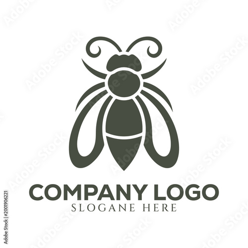 Beekeeping Company Logo with Stylized Bee and Honeycomb in Warm Colors