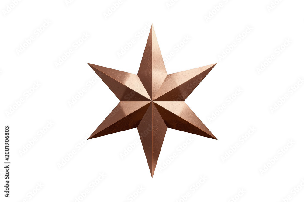Obraz premium Bronze six-pointed star shining 3d geometric symbol
