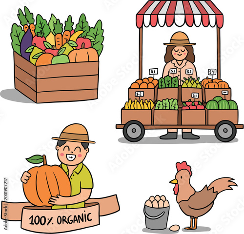 Artistic doodle set of garden vegetables for vegetarian menu and market design vector