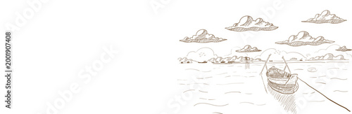 Black and white ink sketch of gokarna karnataka beach and city vector