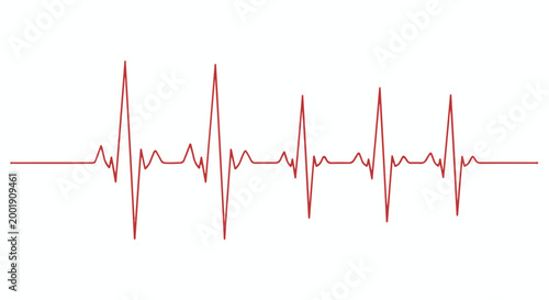 Red Heartbeat Pulse Line Vector on White Background