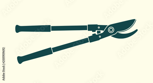 Professional bypass loppers silhouette for pruning and gardening isolated on a plain background.