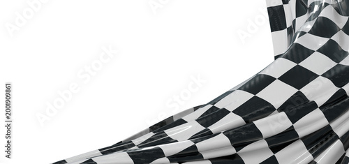 Dynamic image of a checkered flag waving in the wind. Symbol of racing and victory. Perfect for design projects.