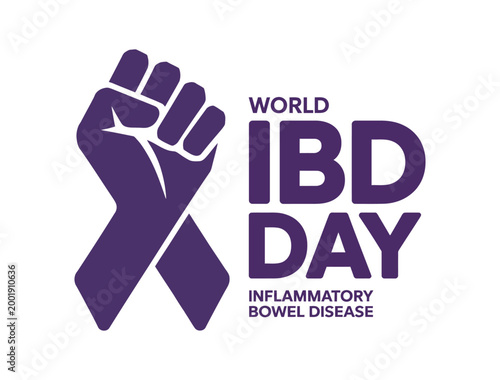 World IBD Day Awareness Ribbon Fist Symbol Inflammatory Bowel Disease Support Poster