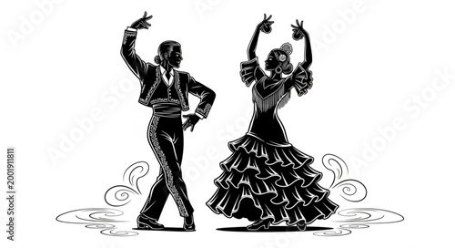 Traditional Flamenco Dancers Performing with Passion and Grace.