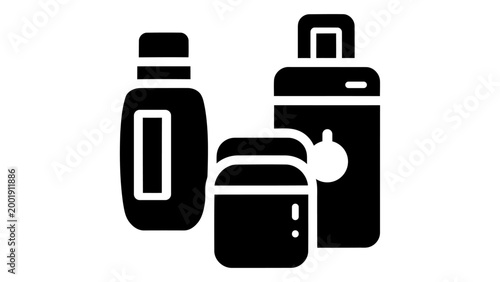 Ink illustration artwork icon vector illustration of various ink bottles and drawing tools for artistic projects