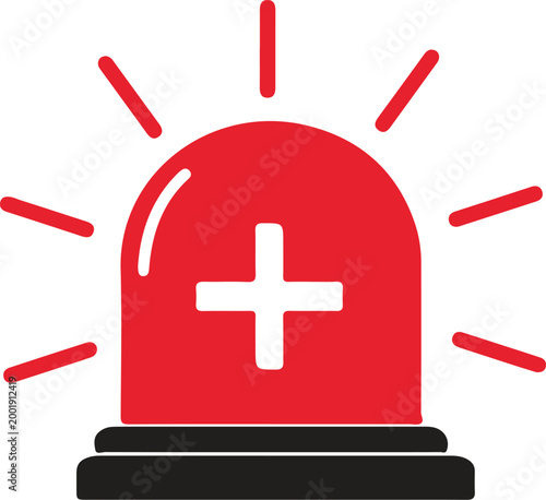 Red Emergency Medical Siren Light Icon.
