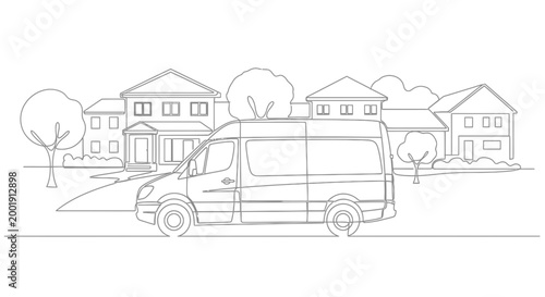 Van on the road driving.