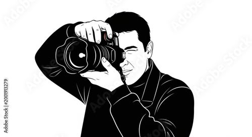 Photos Photographer Holding Camera Taking Picture Portrait.