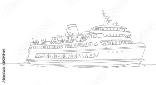 Large Cruise Ship Sailing Ocean Voyage.