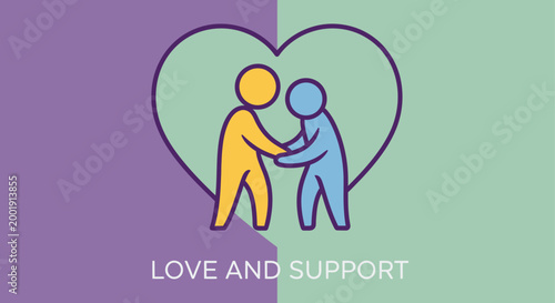 illustration of two people hugging inside a heart shape