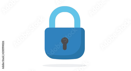 blue padlock icon on white background high quality