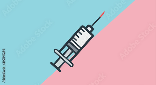 syringe on pastel blue and pink background