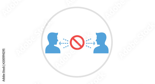 no communication icon with blue figures and red prohibition sign