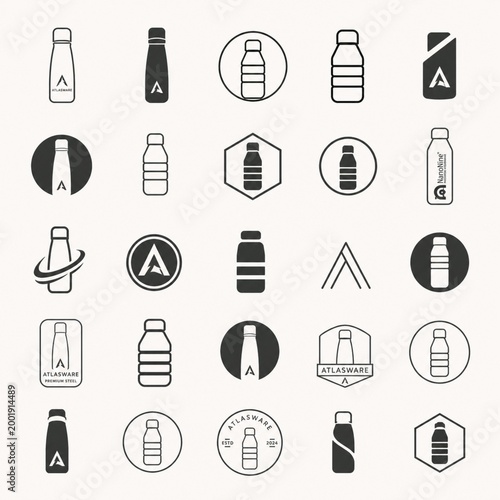 Set of bottle icons 
