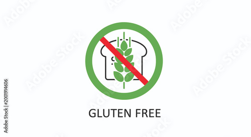 gluten free icon with crossed out wheat and bread slice