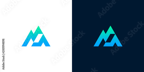 Abstract geometric mountain logo design, clean and modern vector graphic for branding and identity