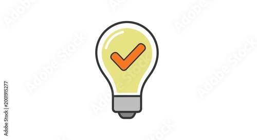 light bulb with checkmark icon on white background