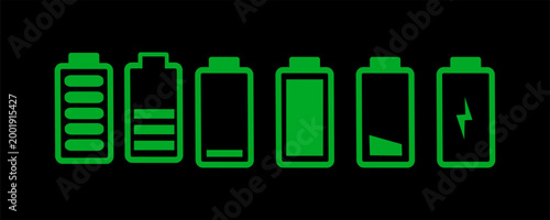 battery level indicators. Battery charge level icons,vector Eps10.