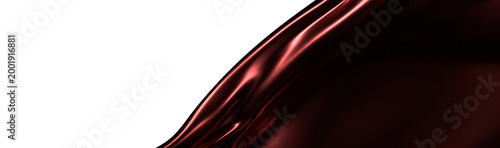 Abstract design of smooth, flowing red silk fabric against a clean white backdrop. Perfect for textures, backgrounds, an