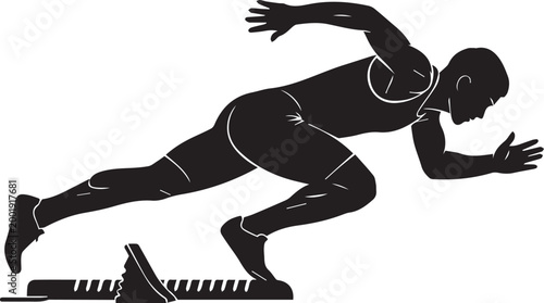 Bild auf Leinwand Athletic sprinter silhouette starting race, professional runner launching from s